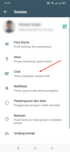 Menu Setting Chat Aplikasi WA